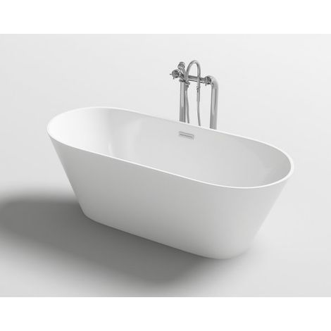 Vasca freestanding centro stanza in acrilico con troppo pieno,150x75x58cm moderna Relpunt Stosa