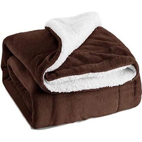ChangM Sherpa Couverture polaire chaude et moelleuse réversible en microfibre pour lit ou canapé 130 x 160 cm (1/4)