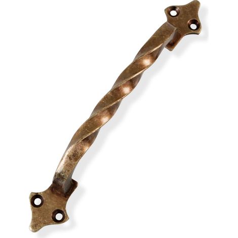 Poignée - Modèle 1002 - Fabriquée en acier - Quincaillerie rustique - 182 mm - Sans plaque - Vis incluses - Finition : Cuir (1/5)
