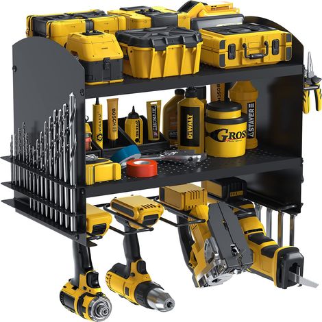 Organisateur d'outils électriques rangement de perceuse perceuse à percussion 4 emplacements robuste rangement de perceuse électrique étagère de rangement (1/5)