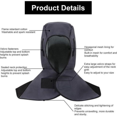 Cagoule De Soudage - Protection Du Cou Intégrée - Respirante Et Ignifuge - Pour Soudage À L'Arc Et À La Flamme - 1 Pièce (1/5)