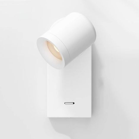 Applique Murale en métal Blanc, Lampe de Chevet, orientable à 360°, LED Moderne (6 W, 3 Modes de Couleur), éclairage décoratif pour Chambre à Coucher (1/5)