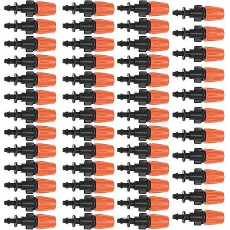 Lot 50 goutteurs arrosage réglables buses brumisation plastique, adapté tuyau 4/7 mm, irrigation goutte‑à‑goutte (1/5)