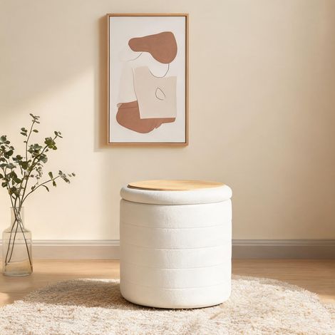 Fauteuil coloris blanc en fleece Foam MDF 40,5 x 40,5 x 43 cm (1/5)