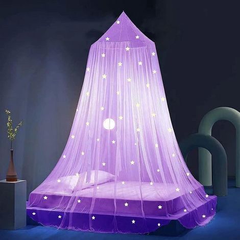 Longziming - Moustiquaire à étoiles - Ciel de lit phosphorescent - Moustiquaire pour berceau - Décoration lumineuse - Suspension réglable - Maille polyester - Douce et sûre - Confort et espace - 1 piè (1/5)