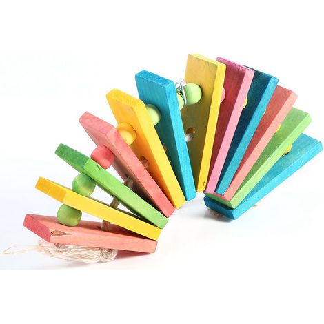 Jouet à mâcher en bois coloré pour perroquet, perruche calopsitte, balançoire pour cage, nouveau (1/5)