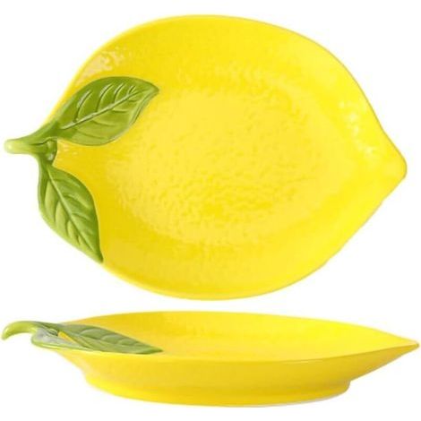 Zitronenförmiger Keramikteller, Obstteller (1/5)