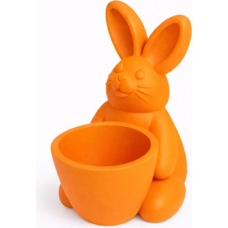 Coniglietto arancione decorativo per Pasqua con ciotola portagioie.