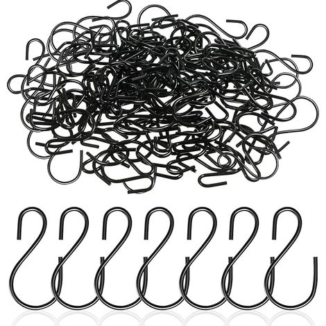 Lot de 120 mini crochets en S, crochets de suspension, en métal anti-rouille, crochets de penderie pour artisanat, bijoux, plantes en pot suspendues (noir) (14)