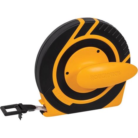 Roughneck 30m (100ft) Metric Long Tape Measure with 15mm Width – Durable Open Reel Surveyor's Tape ROU43330