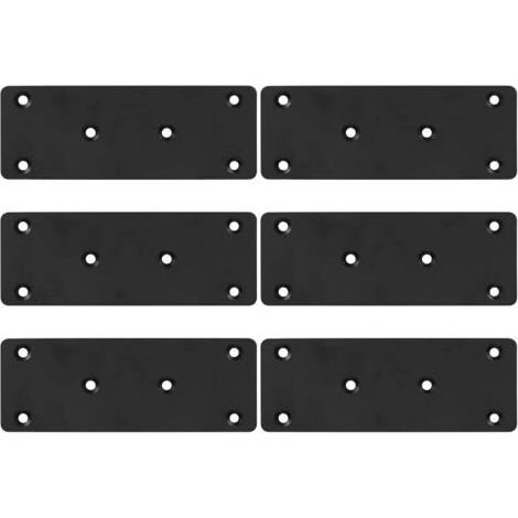 Panneau perforé 6 pièces, plaque de connexion de connecteur en métal, panneau perforé en fer plat, plaque de support noire pour les projets de réparation de meubles, épaisseur 3 mm/128 x 48 mm (1/5)