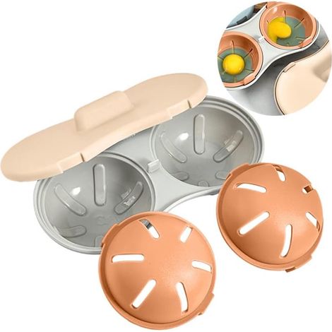 Cuiseur à œufs pour micro-ondes - Cuiseur à œufs - Appareil à œufs - 22 x 11 x 8 cm - Cuiseur à œufs pour micro-ondes à 2 cavités - Appareil à œufs pochés - Poêle à œufs pochés - Ustensiles de cuisine (1/5)