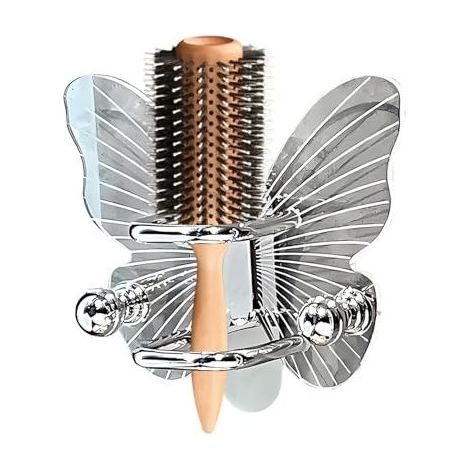 Porte-brosse à cheveux mural - Étagère de rangement murale en forme de papillon pour accessoires de salle de bain et élastiques à cheveux (1/5)