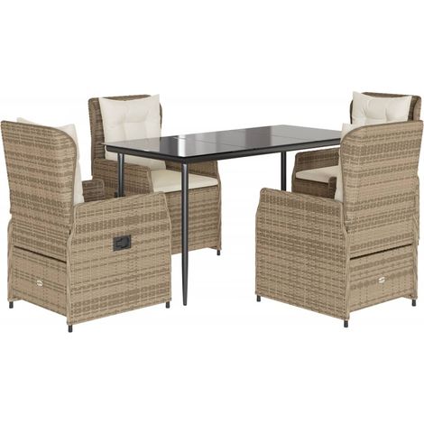 Maison Exclusive - 5-tlg. Garten-Essgruppe mit Kissen Beige Poly