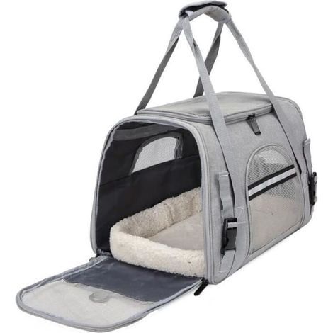 Sac de transport Pour Animal Chien Chat - Tissu Oxford - 43x25x28cm - pour Animaux de Petite et Moyenne Taille Jusqu\\'à 8kg - Gris (1/4)