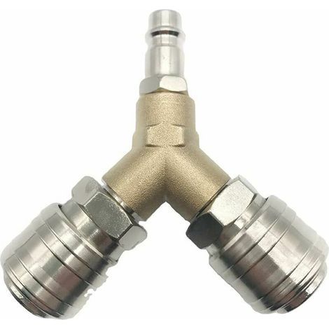 Compressed Air Distributor, 1/4" Compressed Air Fitting, 3-Way Quick Release Compressed Air Connector with Male Thread Y-Distributor (1/4)