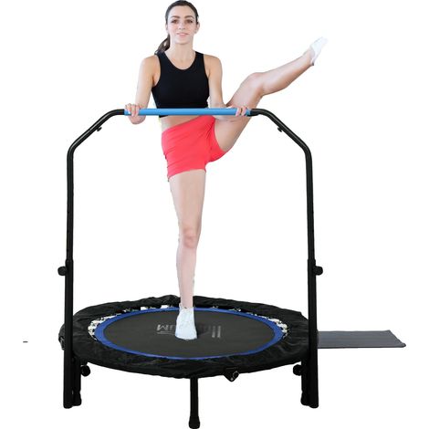 Cama elástica de fitness, 102 cm de diámetro, 28 muelles, asa ajustable, diseño plegable, apta para todas las edades. (1/5)