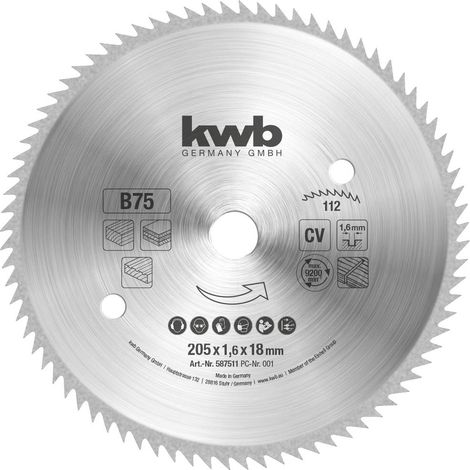KWB Lama di sega circolare 205 mm acciaio cromo-vanadio