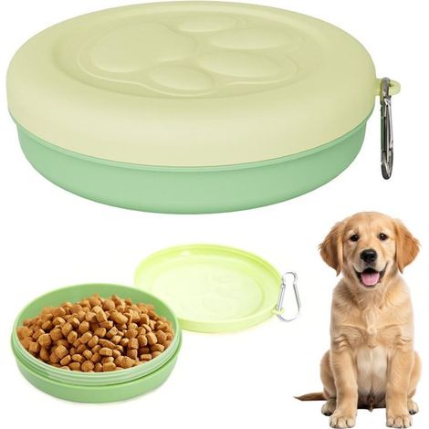 Comedero para perros con tapa - Diseño duradero - Ideal para viajar con perros y gatos - 14x4 cm - Práctico con mosquetón - Apto para mascotas (1/5)