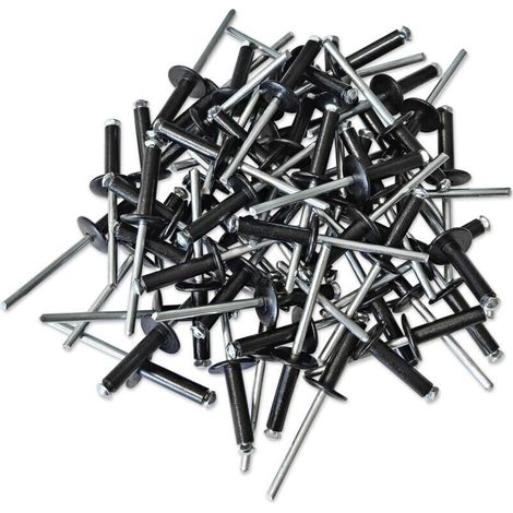 Rivets éclateurs noirs tête large 4.8 x 20 mm – Lot de 100 rivets pour supports fragiles – Fixation solide et efficace (1/3)