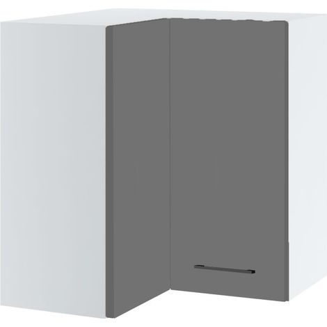 Meuble d'angle haut de cuisine Lovia Gris Mat 2 portes L 65/65 cm - Porte avec poignée apparente Grey (1/2)