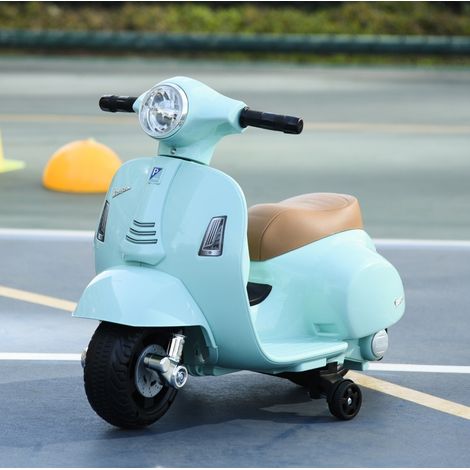 Moto eléctrica infantil 66,5x38x52 cm, para interior y exterior, asiento de polipiel, metal verde (1/5)