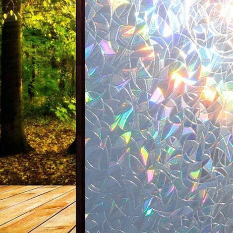 Lámina electrostática para ventanas con efecto arcoíris, lámina decorativa para ventanas que proporciona privacidad, lámina 3D anti-UV para ventanas, ideal para dormitorio, oficina, cocina y hogar, 40 (1/4)