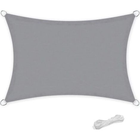 Ineasicer Shade Sail, Waterproof Rectangular 2 x 3 meters for Garden & Terrace, 95% UV Protection, Grey