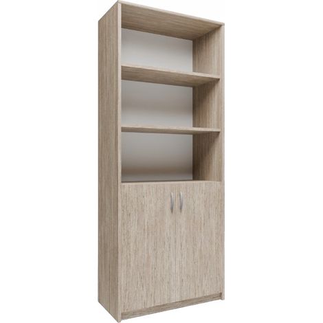 Meuble de rangement 2 porte et 3 étagères Sonoma - Bibliothèque Style contemporain - 74 x 35 x 180 cm (1/5)