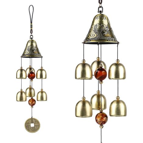 Carillon à vent en tubes métalliques 40 cm, suspension décorative pour maison et jardin (1/4)