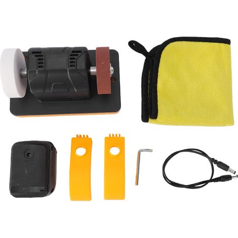 Mini meuleuse d'établi compatible avec les batteries Makita 18V, polisseuse électrique, petite ponceuse, machine à meuler 2000-6000 tr/min, 2 meules, affûteur de lames, 7,6 cm (3 pouces), jaune. (1/5)