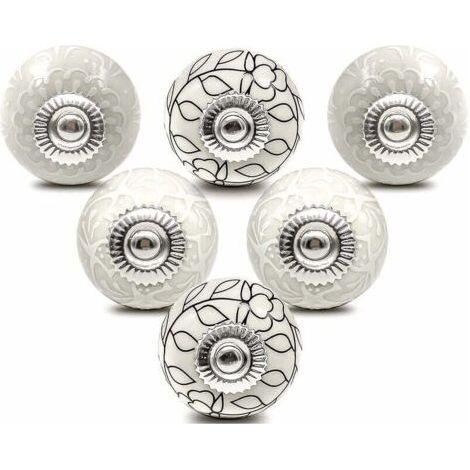 Bouton de Meuble Porcelaine Poignee Commode Ceramique Boutons de Porte Vintage pour Placard Tiroir (6 Pièces) (1/5)