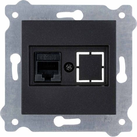 Prise informatique RJ45 Cat.6 Noir métallique EXEN (1/3)