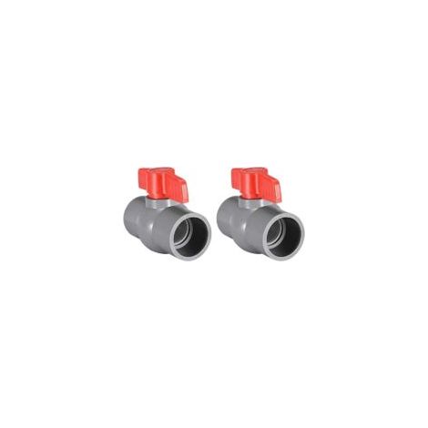 Vanne à bille en PVC 40 mm pour tuyau d'alimentation en eau connexion à glissière gris 2 pièces