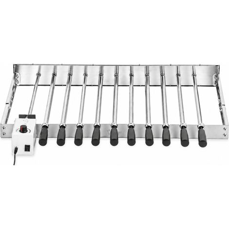 BBQ-Toro elektrischer Spießdreher, Edelstahl Drehspieß Aufsatz mit 10 Spießen und Motor, (B) 70 x (T) 27-40 cm mit Netzstecker und USB (1/5)