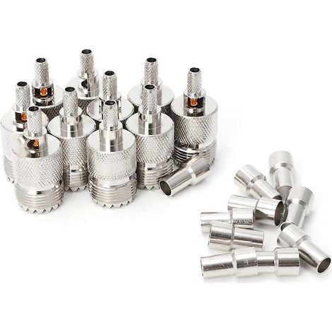 10 jeux de connecteurs coaxiaux UHF femelles SO239 à sertir RF pour câbles RG58 et RG142 (1/4)