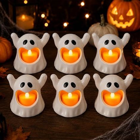 déco Halloween, lumières fantômes, bougies LED (1/5)