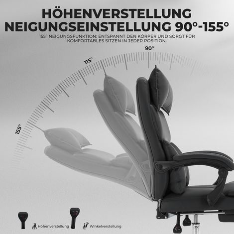 Fauteuil de direction ergonomique, siège pivotant réglable en hauteur, revêtu de tissu technique, avec double support lombaire ajustable, noir (1/5)