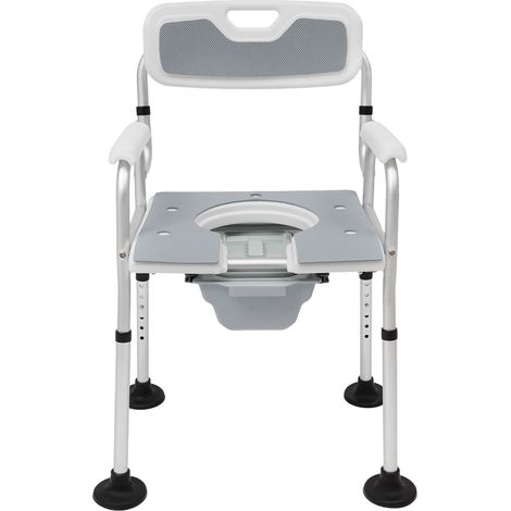 Chaise percée pour personnes âgées, chaise percée pliable avec accoudoirs et dossier, hauteur réglable de 79 à 88 cm, amovible, élargissable, chaise de toilette robuste 150 kg, 88 x 50 x 40 cm