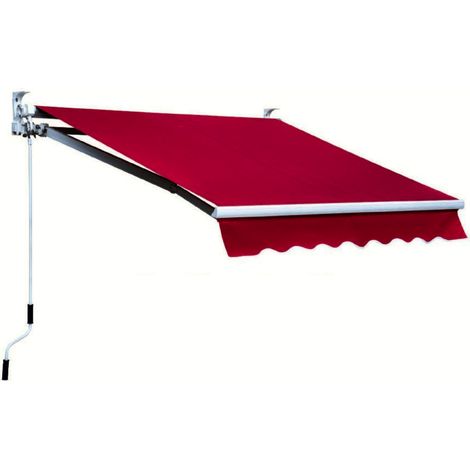 TENDA SOLE BALCONE BARRA QUADRA 4x3 MT ROSSO ALLUMINIO BRACCI ESTENDIBILI 1814
