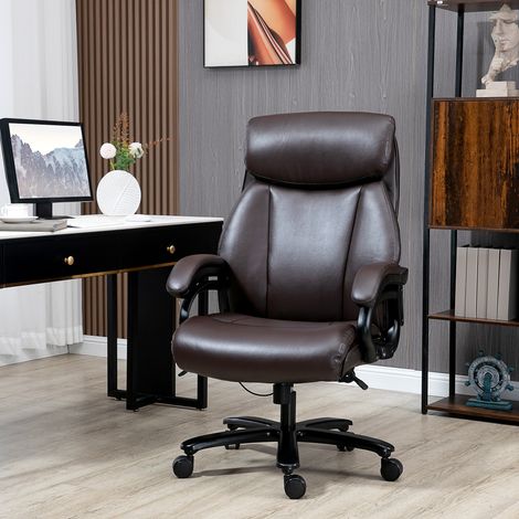 DESMIU Chaise de Bureau Fauteuil Ergonomique avec Réglage en Hauteur et Fonction Bascule en Mousse Marron 72 × 83 × 114-122 cm (1/4)
