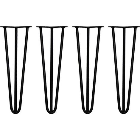 Pieds de table en épingle à cheveux, 16 pouces (41 cm), paquet de 4 pièces, acier noir robuste de 12 mm d'épaisseur, conception à 3 griffes, capacité de charge de 300 kg. (1/5)