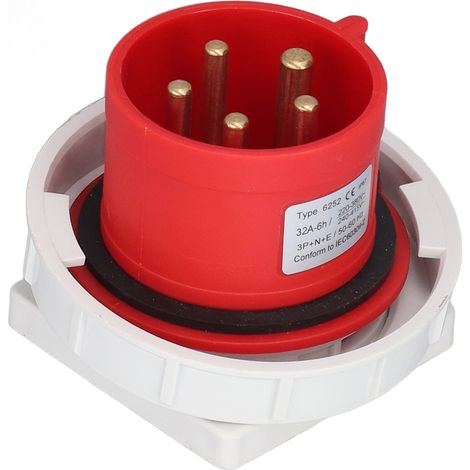 Connecteur industriel étanche IP67 prise avion 3P+N+E 32A AC 220-380V 240-415V fiche femelle mâle usage extérieur (1/5)