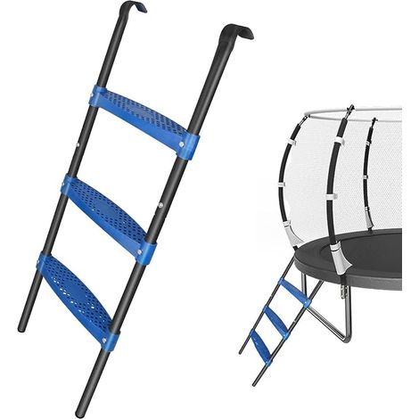 Trampoline Ladder with 3 Steps, Trampoline Accessory, Height 107 cm, Metal Frame, Wide Steps, Suitable for Most Trampolines (1/5)