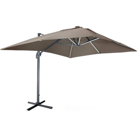 3x4m rectangular cantilever parasol with integrated LED lights, Luce, Beige-brown (1/5)