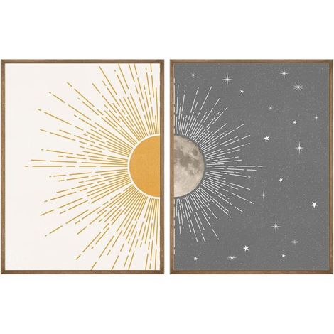 Décoration murale Sun Moon Boho, affiches célestes, imprimés modernes du milieu du siècle pour l'art mural, décoration murale pour chambre à coucher (1/4)