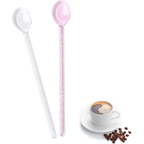 Cuillère En Verre Borosilicaté - 144 mm - Résistant À La Chaleur - Pour Café Glace Cocktail Dessert Boisson Fraîche - Lot De 2 (1/5)