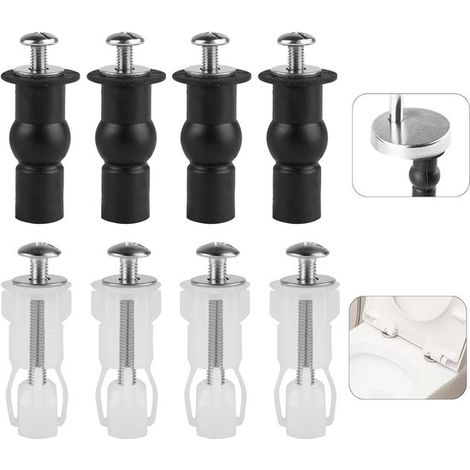 Juego de 8 tornillos universales para asiento de inodoro，pernos de montaje para bisagras de asiento de inodoro，conectores de asiento de inodoro (1/5)