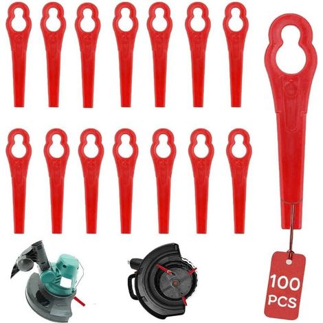 Lama per decespugliatore Einhell, lame per decespugliatore RosyFate confezione da 100, lame per decespugliatore in plastica, lame universali per tosaerba, per FRT18A, FRT18A1, Art. 46155, FRT20A1