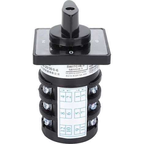 Interrupteur de commande 500 V 20 A, 7 positions, 12 bornes, commutateur rotatif industriel, boîtier électrique (1/5)